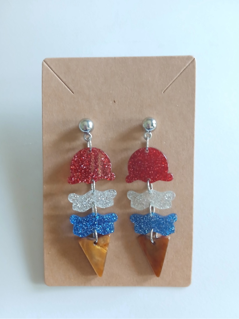 Fashion Jewelry Red White Blue Ice Cream Dangle Earrings